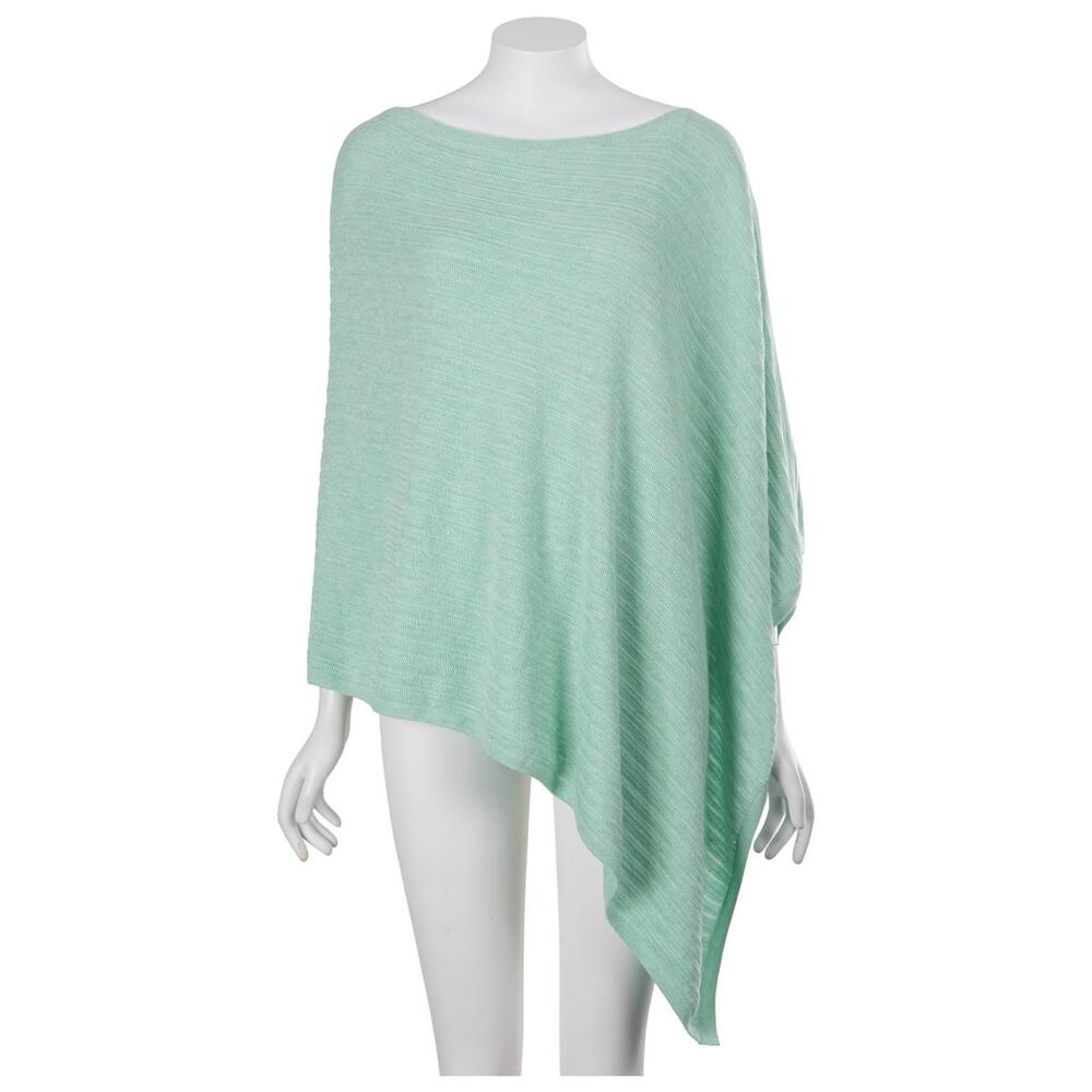 NWT TALBOTS Poncho Sweater M/L Green Pullover Cotton Blend Knit Asymmetrical